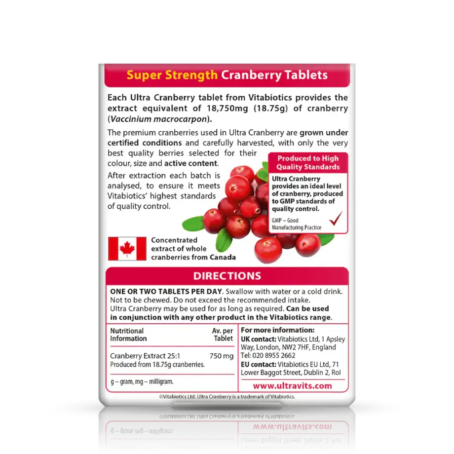 Vitabiotics Ultra Cranberry Super Strength 750mg- 30 Tablets