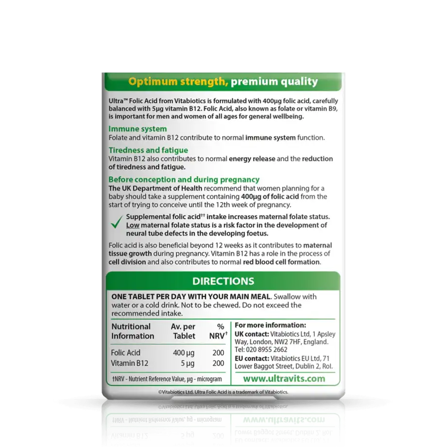 Vitabiotics Ultra Folic Acid-60 Tablets